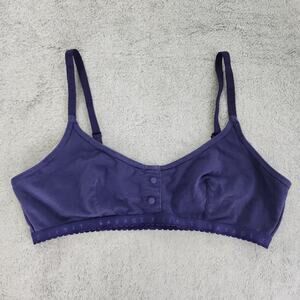 Savage X Fenty Bra Womens XL Blue Cotton Jersey Bralette‎ Buttons Logo Wireless